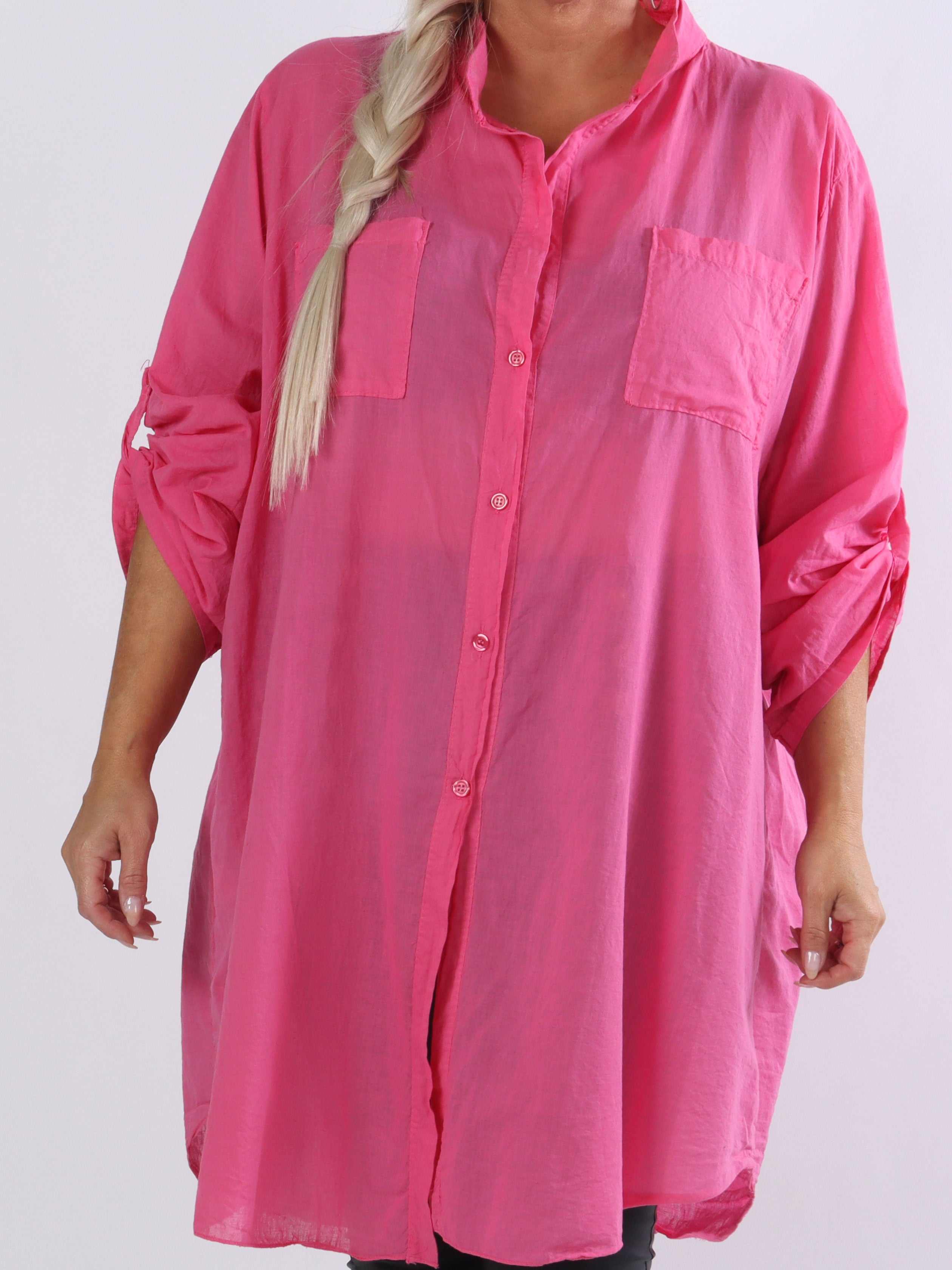 Berna Plain - Plus size skjorta med fickor